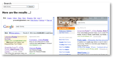 single form to search Google and Bing